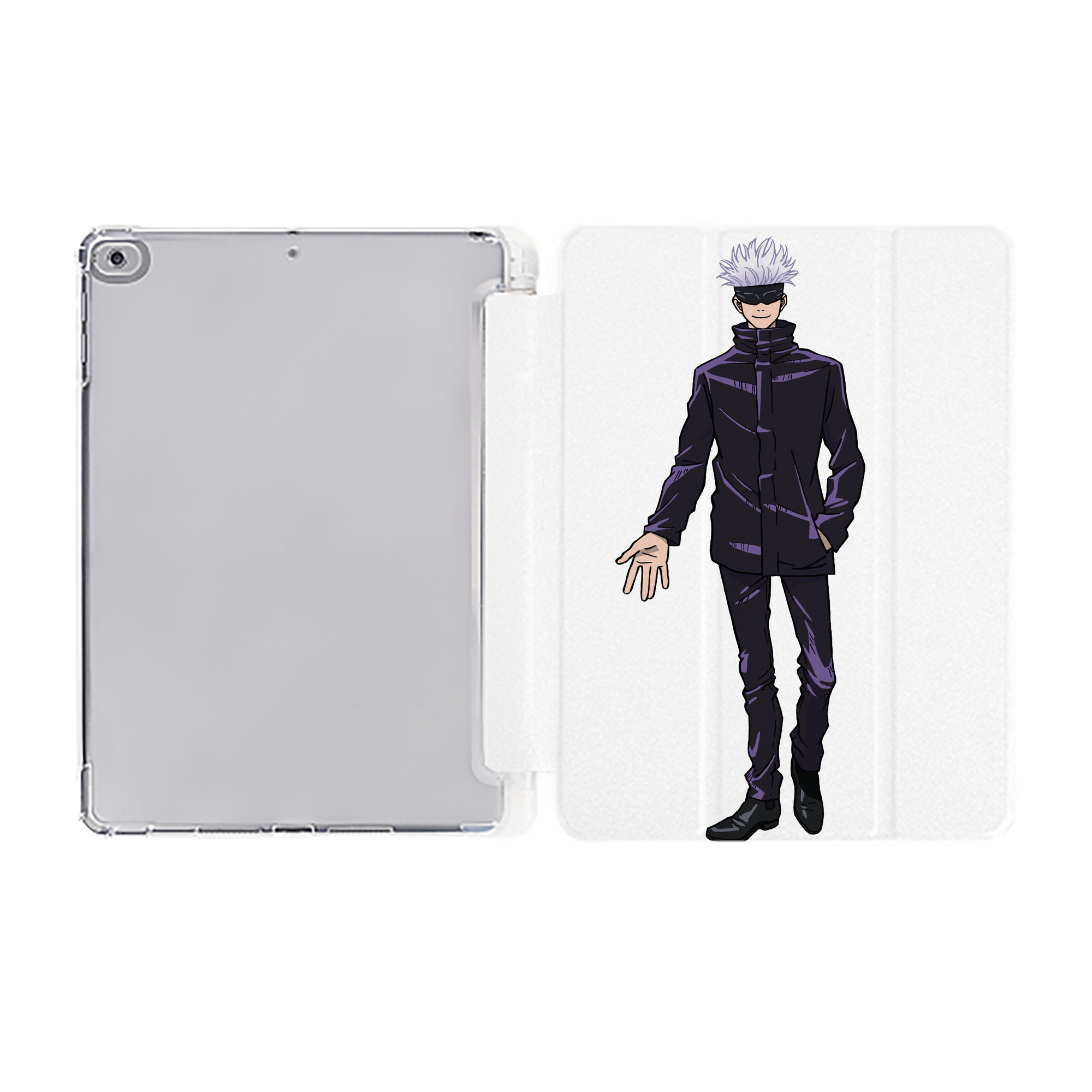 （画像用） 呪術廻戦 Jujutsu Kaisen IPad ケース ペン収納付き 三つ折りスタンド PUレザー×シリコン 対応機種9.5/10.5/10.9インチ